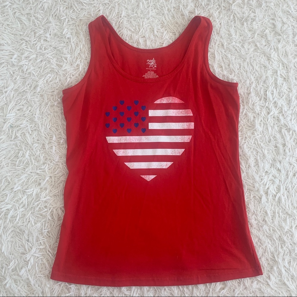 4th of July Patriotic Heart Flag Tank - Large